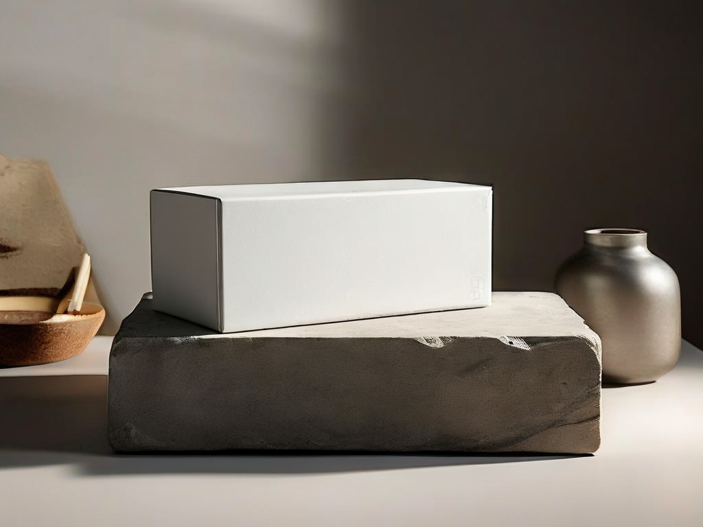 A stack of blank plastic sleeves and a sealed storage block with an embossed reference number on a stone counter.